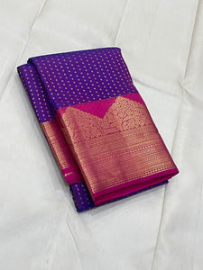 Classic Violet & Deep Pink Elegance Kanchipuram Handloom Silk Saree SS24715