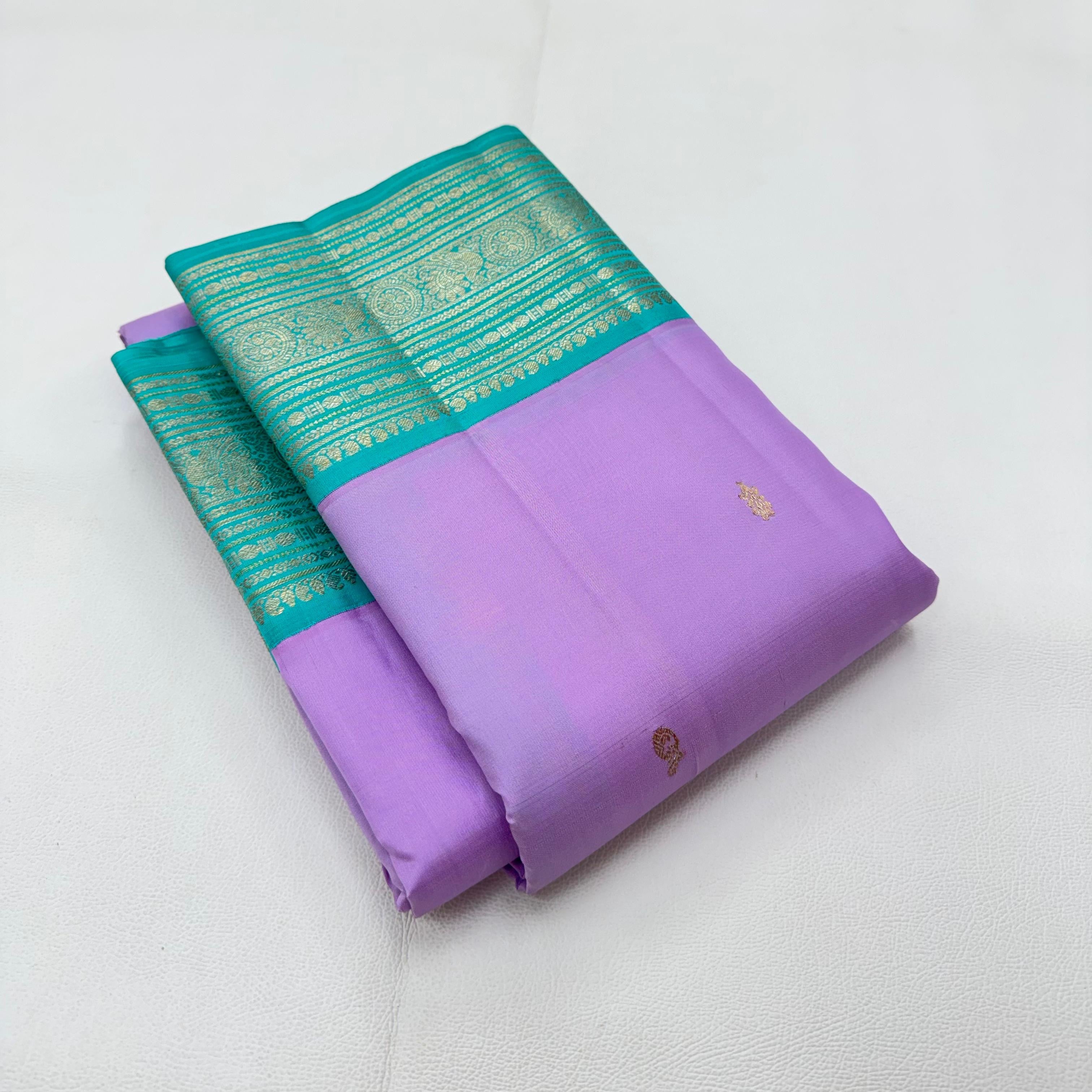 Classic Lilac 2gm Zari Elegance Kanchipuram Handloom Silk Saree SS24140