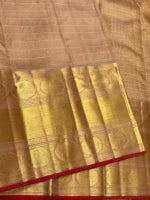 Load image into Gallery viewer, Classic Sunset Beige &amp; Chilly Red 2gm Zari Bridal Elegance Kanchipuram Handloom Silk Saree SS24374
