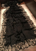 Load image into Gallery viewer, Classic Charcoal Black Elegance Satin Organza Silk Saree SS26048
