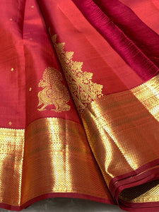 Classic Brick Red 2gm Zari Kanchipuram Handloom Silk Saree SS26501