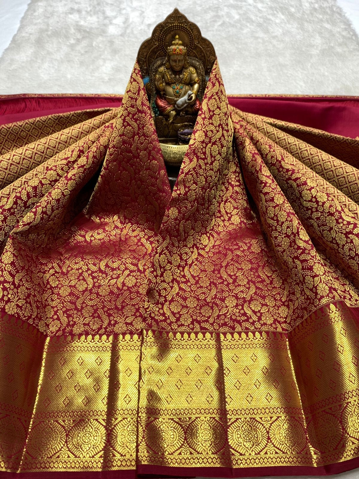 Classic Ruby Pink 2gm Zari Bridal Elegance Kanchipuram Handloom Silk Saree SS25370