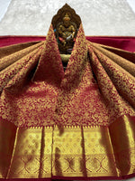 Load image into Gallery viewer, Classic Ruby Pink 2gm Zari Bridal Elegance Kanchipuram Handloom Silk Saree SS25370

