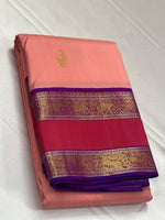 Load image into Gallery viewer, Classic Peach &amp; Vadamalli 2gm Zari Elegance Kanchipuram Handloom Silk Saree SS27145
