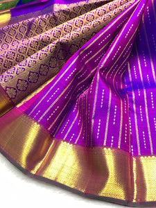 Classic Purple & Green 2gm Zari Bridal Elegance Kanchipuram Handloom Silk Saree SS25569