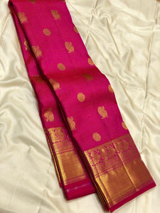 Classic Deep Pink 2gm Zari Vaira Oosi Bridal Elegance Kanchipuram Handloom Silk Saree SS23885