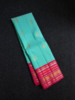 Load image into Gallery viewer, Classic Aqua &amp; Deep Pink Elegance Kanchipuram Handloom Silk Saree SS26910
