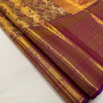Load image into Gallery viewer, Classic Gold &amp; Vadamalli Purple Korvai Border 1gm Zari Meena Floral Bridal Elegance Kanchipuram Tissue Handloom Silk Saree SS25353
