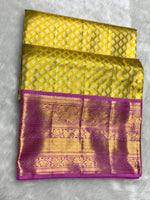 Load image into Gallery viewer, Classic Gold &amp; Pinkish Purple 2gm Zari Bridal Elegance Kanchipuram Handloom Silk Saree SS25283

