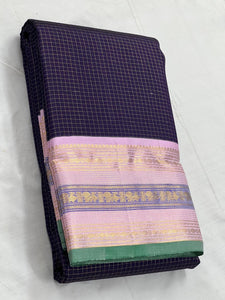 Dark Violet & Baby Pink 2gm Zari Elegance Kanchipuram Handloom Silk Saree SS25240