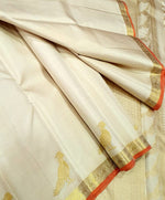 Load image into Gallery viewer, Classic Cream 2gm Zari Elegance Kanchipuram Handloom Silk Saree SS27801
