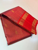 Load image into Gallery viewer, Classic Scarlet Red Elegance Kanchipuram Tissue Handloom Silk Saree SS25374
