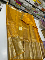 Load image into Gallery viewer, Classic Mango Mustard Yellow Bridal Elegance Kanchipuram Handloom Silk Saree SS24667
