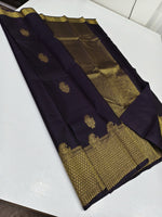 Load image into Gallery viewer, Classic Midnight Blue 2gm Zari Kanchipuram Handloom Silk Saree SS25943
