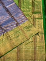 Load image into Gallery viewer, Classic Steel Blue &amp; Green 2gm Zari Elegance Kanchipuram Handloom Silk Saree SS25436
