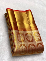Load image into Gallery viewer, Classic Gold &amp; Red 2gm Zari Brocade Tissue Bridal Elegance Kanchipuram Handloom Silk Saree SS28291
