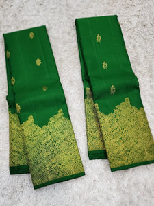 Classic Kelly Green 2gm Zari Elegance Kanjivaram Handloom Silk Saree SS22931