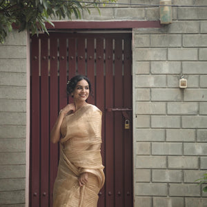Classic Beige Elegance Tissue Silk Saree SS25260