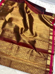 Classic Coffee Brown & Deep Pink 2gm Zari Bridal Elegance Kanchipuram Handloom Silk Saree SS25269
