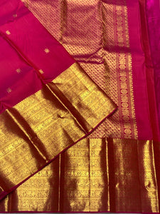 Classic Magenta Pink 2gm Zari Bridal Elegance Kanchipuram Handloom Silk Saree SS25368