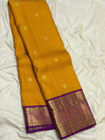 Load image into Gallery viewer, Classic Orange Mustard &amp; Vadamalli 2gm Zari Elegance Kanchipuram Handloom Silk Saree SS26916

