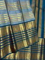 Load image into Gallery viewer, Classic Blue &amp; Imperial Blue 2gm Zari Vaira Oosi Beldari Vintage Elegance Kanchipuram Handloom Silk Saree SS26985
