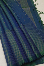 Load image into Gallery viewer, Classic Shimmer Pine Peacock Green Double Warp Handloom Soft Silk Saree SS27872
