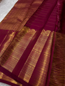 Classic Berry Pink Elegance Kanjivaram Handloom Silk Saree SS23371