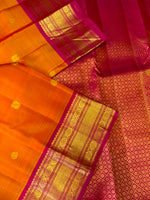 Load image into Gallery viewer, Classic Deep Orange &amp; Deep Pink 2gm Zari Elegance Kanchipuram Handloom Silk Saree SS27992
