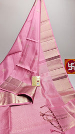 Load image into Gallery viewer, Classic Baby Pink Double Warp Elegance Handloom Soft Silk Saree SS26431
