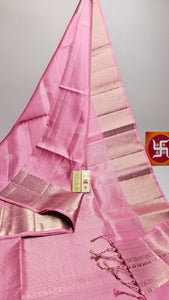 Classic Baby Pink Double Warp Elegance Handloom Soft Silk Saree SS26431