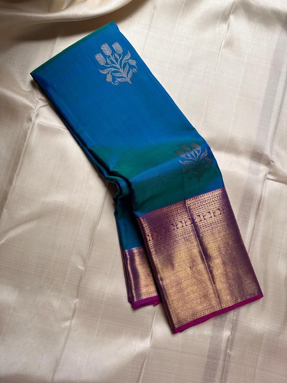 Classic Peacock Blue & Vadamalli 2gm Zari Bridal Elegance Kanchipuram Handloom Silk Saree SS26270