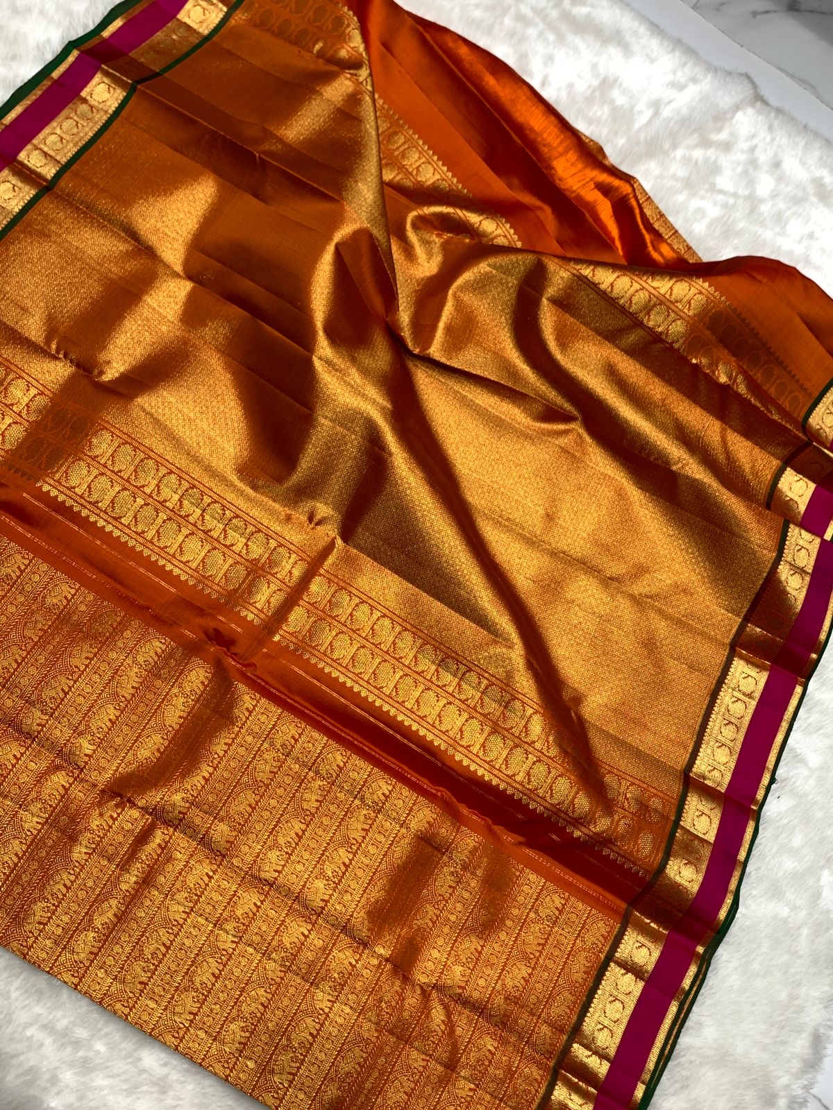 Classic Orange 2gm Zari Bridal Elegance Kanchipuram Handloom Silk Saree SS25982