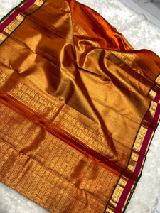 Classic Orange 2gm Zari Bridal Elegance Kanchipuram Handloom Silk Saree SS25982