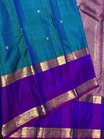 Load image into Gallery viewer, Classic Peacock Blue &amp; Purple 2gm Zari Vaira Oosi Kanchipuram Handloom Silk Saree SS25584
