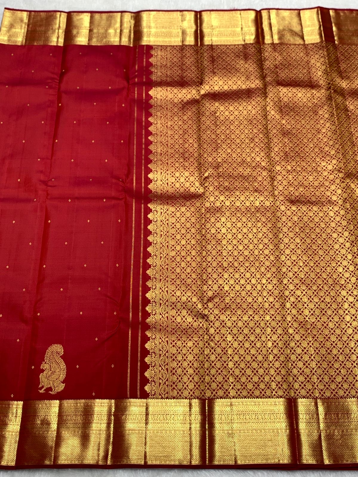 Classic Brick Red 2gm Zari Kanchipuram Handloom Silk Saree SS26501