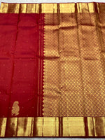 Load image into Gallery viewer, Classic Brick Red 2gm Zari Kanchipuram Handloom Silk Saree SS26501
