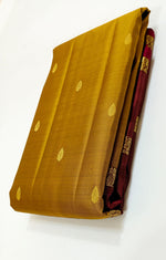 Load image into Gallery viewer, Classic Mustard &amp; Maroon 2gm Zari Vaira Oosi Elegance Kanchipuram Handloom Silk Saree SS25336
