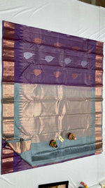 Load image into Gallery viewer, Classic Mauve &amp; Light Grey Kanchipuram Handloom Silk Saree SS25682

