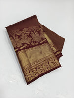 Load image into Gallery viewer, Classic Mahogany Red 2gm Zari Bridal Elegance Kanchipuram Handloom Silk Saree SS25723
