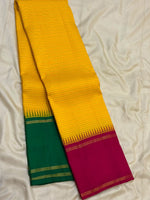 Load image into Gallery viewer, Classic Sunny Yellow &amp; Deep Red 2gm Zari Ganga Jamuna Pattu Oosi Elegance Kanchipuram Handloom Silk Saree SS28560
