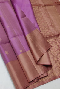 Classic Onion Pink & Biscuit Double Warp Elegance Handloom Soft Silk Saree SS23488