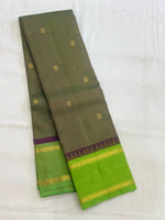 Load image into Gallery viewer, Classic Olive Green &amp; Lime Green 1gm Zari Kanchipuram Handloom Silk Saree SS26393
