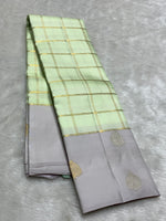 Load image into Gallery viewer, Classic Grey &amp; Lime 2gm Zari Kanchipuram Handloom Silk Saree SS25930
