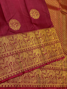 Classic Maroon 2gm Zari Bridal Elegance Kanchipuram Handloom Silk Saree SS24519