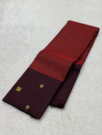 Load image into Gallery viewer, Classic Brick Red &amp; Coffee Brown Kanchipuram Handloom Silk Saree SS26700
