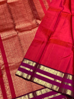 Load image into Gallery viewer, Classic Red Pink &amp; Berry Wine 2gm Zari Brocade Bridal Elegance Kanchipuram Handloom Silk Saree SS27040
