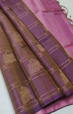 Load image into Gallery viewer, Classic Pale Lavender &amp; Onion Pink Double Warp Handloom Soft Silk Saree SS27871
