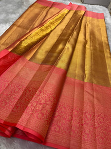 Classic Gold & Red 2gm Zari Tissue Kanchipuram Handloom Silk Saree SS26397