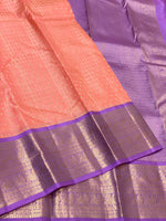 Load image into Gallery viewer, Classic Peach &amp; Lavender 1gm Zari Kanchipuram Handloom Silk Saree SS25808
